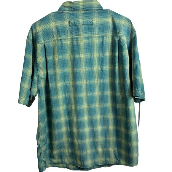 Duluth Trading Co‎ Green Plaid Button Down Shirt Short Sleeve Mens M EUC - Picture 2 of 6